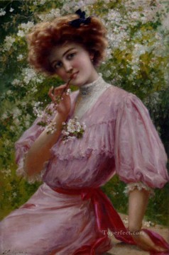 Emile Vernon Painting - Pretty In Pink girl Emile Vernon